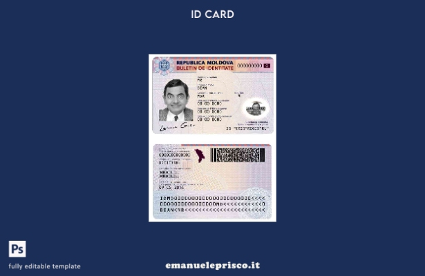 modello di documento d'identità Moldova in stile verificato