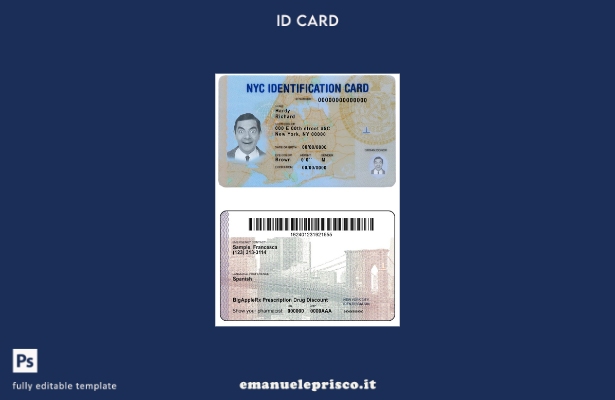 modello di documento d'identità USA New York in stile verificato