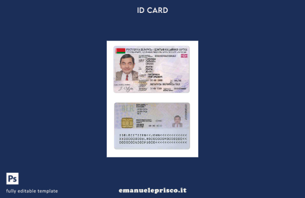 modello di documento d'identità bielorusso in stile verificato