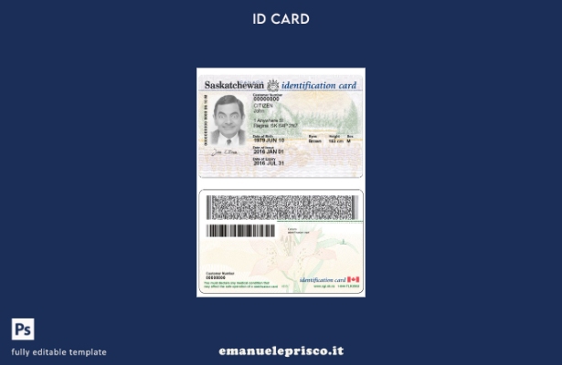 modello di documento d'identità canadese Saskatchewan in stile verificato