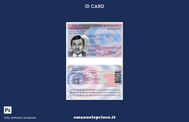 modello di documento d'identità ceco in stile verificato