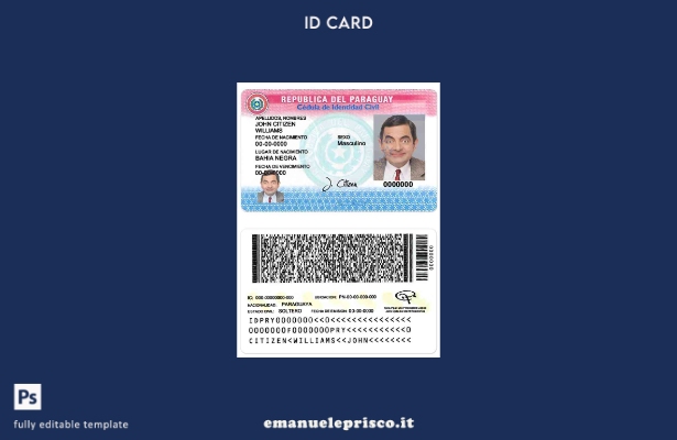 modello di documento d'identità del Paraguay in stile verificato