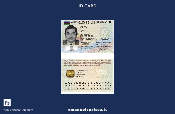 modello di documento d'identità dell'Azerbaigian in stile verificato