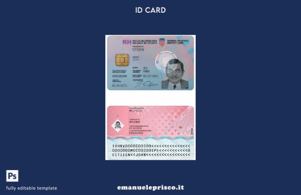 modello di documento d'identità della Croazia in stile verificato