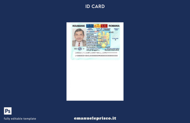 modello di documento d'identità rumeno in stile verificato