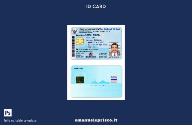 modello di documento d'identità tailandese in stile verificato