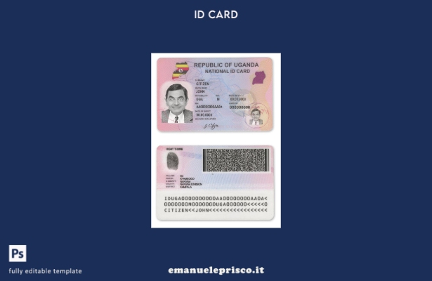 modello di documento d'identità ugandese in stile verificato