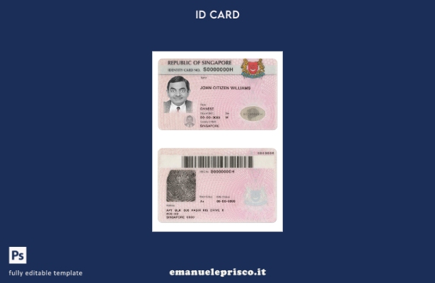 modello di documento di identità di Singapore in stile verificato