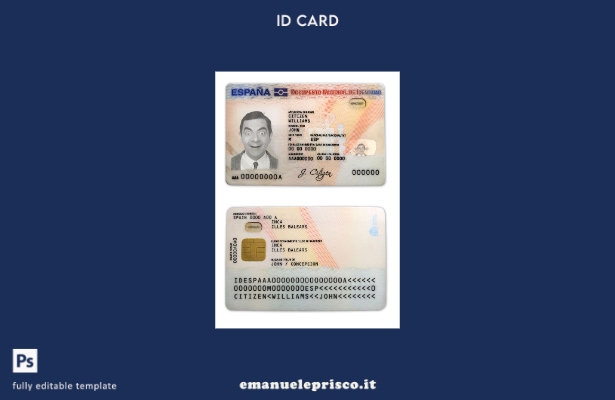 modello di documento di identità spagnolo in stile verificato