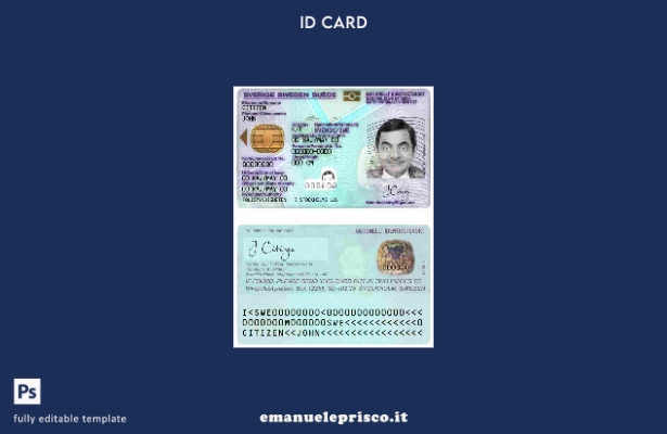 modello di documento di identità svedese in stile verificato