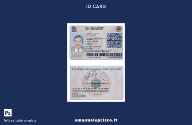 modello di identificazione della Tanzania in stile verificato