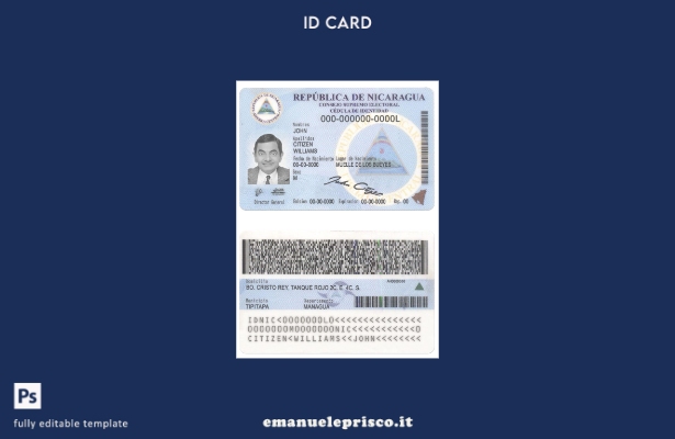modello di identità del Nicaragua in stile verificato