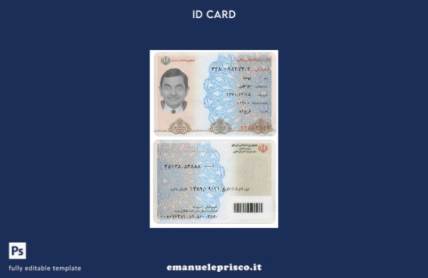 modello di identità iraniana in stile verificato