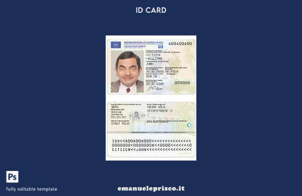 modello di modello di documento d'identità tedesco in stile verificato ( present