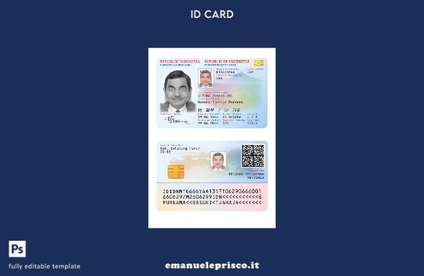 modello di nuova versione della carta d'identità indonesiana in stile verificato