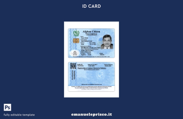 modello di prova di registrazione del cittadino afghano in stile verificato