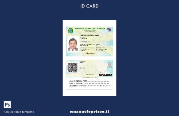modello di versione della carta d'identità brasiliana in stile verificato