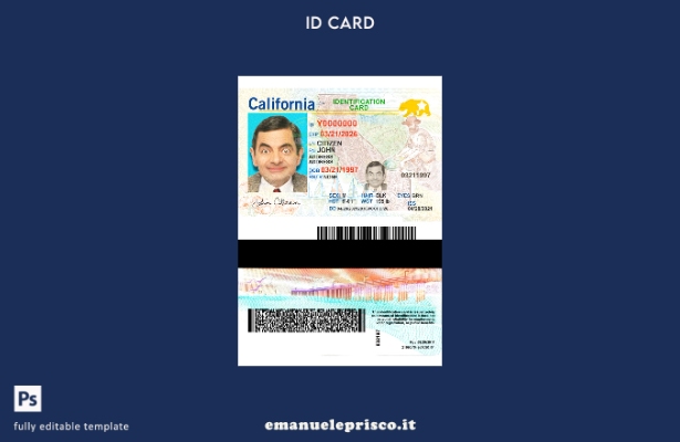 modello presente carta d'identità USA California stile verificato