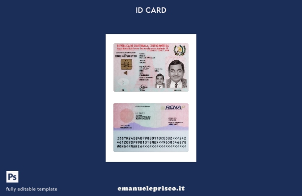 modello presente della carta d'identità del Guatemala in stile verificato
