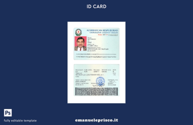 modello presente della carta d'identità dell'Azerbaigian in stile verificato
