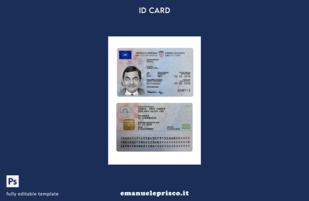 modello presente della carta d'identità della Croazia in stile verificato