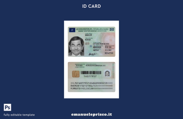 modello presente della carta d'identità lituana in stile verificato