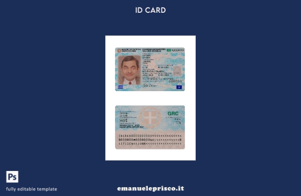 modello presente della carta d'identità nazionale greca stile verificato