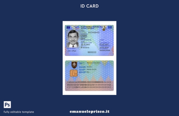 modello presente della carta d'identità slovacca in stile verificato