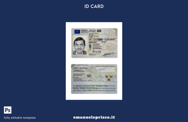 modello presente della carta d'identità svedese in stile verificato 1