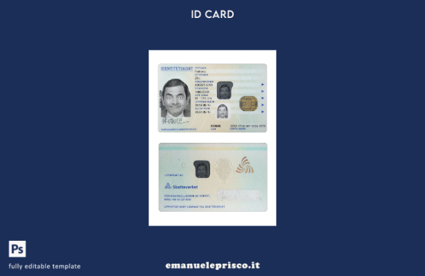 modello presente della carta d'identità svedese in stile verificato