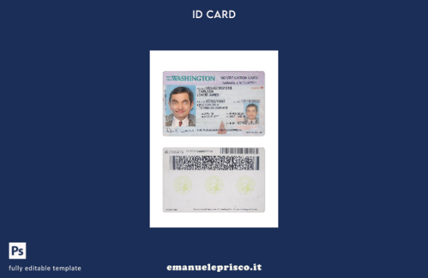 modello presente di carta d'identità USA Washington stile verificato