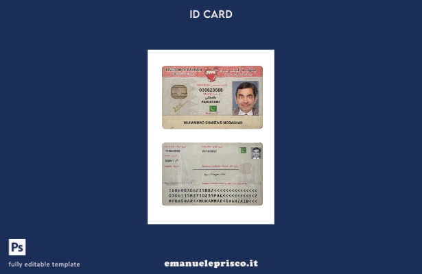 modello presente di carta d'identità del Bahrein in stile verificato