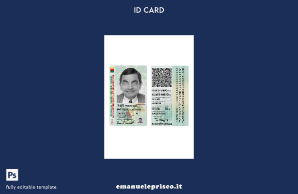 modello presente di carta d'identità del Camerun in stile verificato