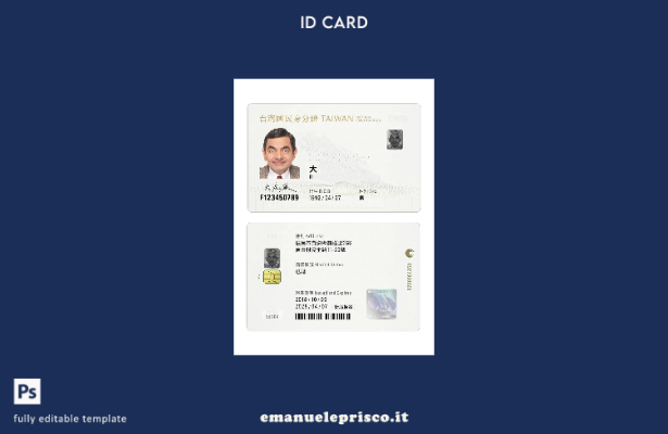 modello presente di carta d'identità di Taiwan in stile verificato