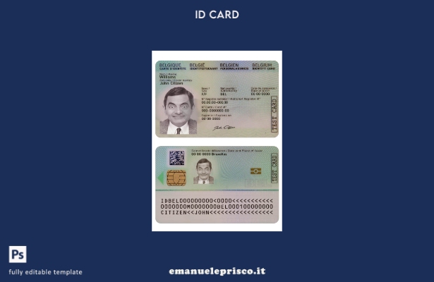 modello presente di documento d'identità belga in stile verificato