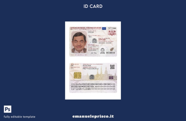 stile verificato Carta d'identità della Lettonia, modello presente