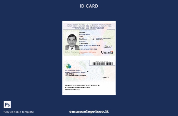 stile verificato Modello di carta d'identità canadese