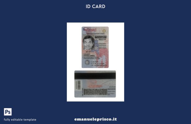 stile verificato USA Texas nel modello di carta d'identità