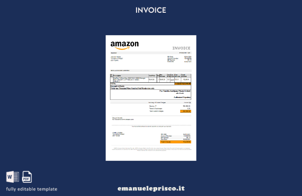 Modello di fattura Amazon USA in stile verificato