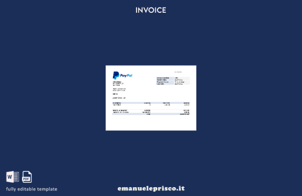 Modello di fattura PayPal USA in stile verificato