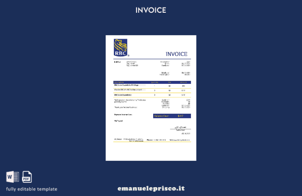 Modello di fattura RBC USA in stile verificato