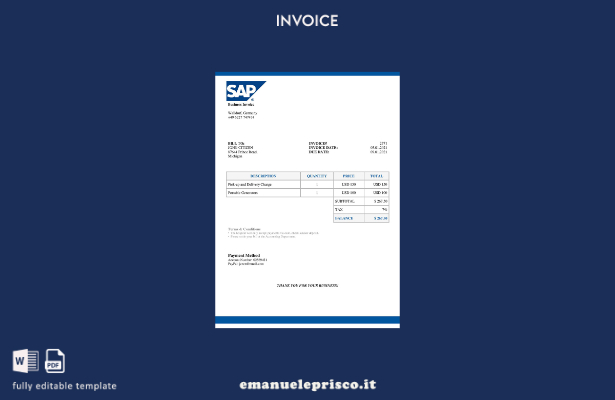 Modello di fattura SAP USA in stile verificato