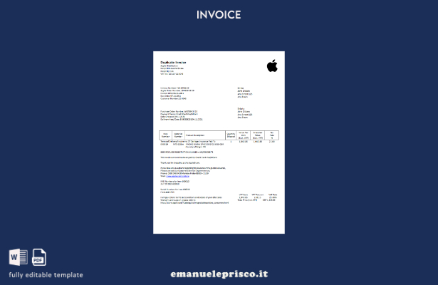 modello di fattura Apple USA in stile verificato