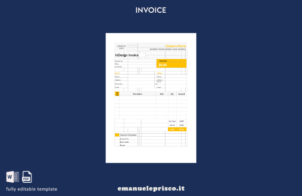 modello di fattura Indesign in stile verificato