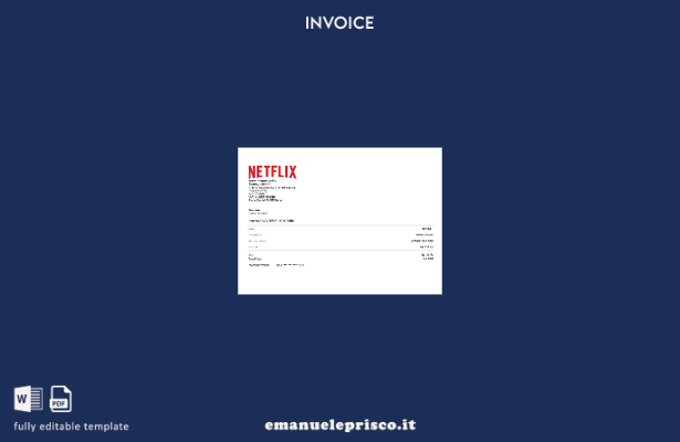 modello di fattura Netflix USA in stile verificato