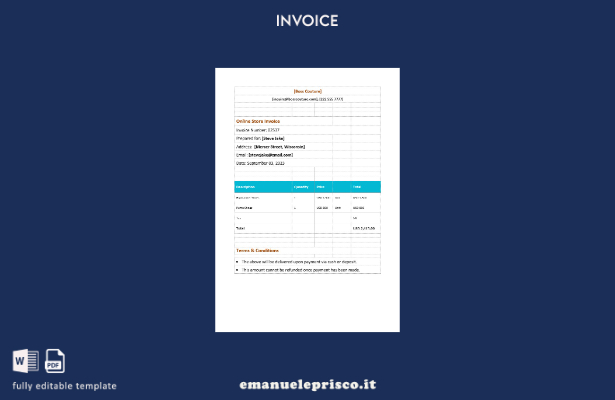 modello di fattura del negozio online in stile verificato