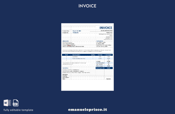 modello di fattura di agenzia vuota in stile verificato