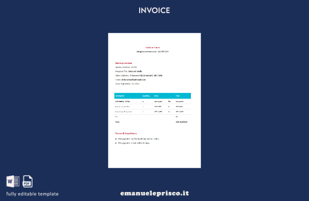 modello di fattura di avvio gratuito in stile verificato