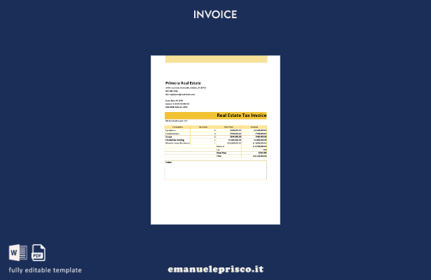 modello di fattura fiscale immobiliare in stile verificato