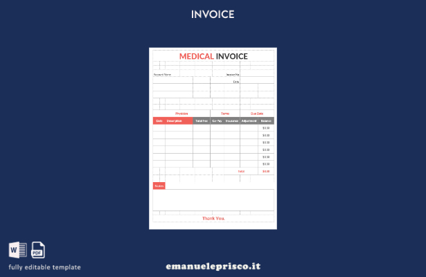 modello di fattura medica modificabile in stile verificato